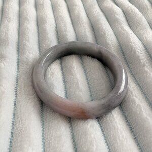 Grade A Natural Burmese Jade Bangle Purple Gray With Red Flower